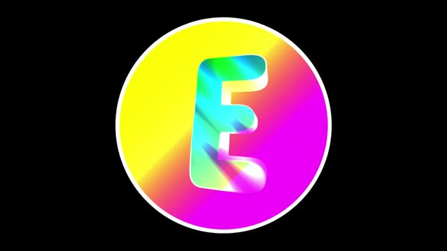 Animated Letter E with waving on circle shapes
