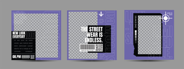 Modern urban futuristic streetwear fashion design for social media template