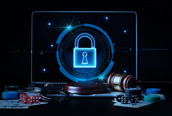 concept of control law legal online casino gamble bet cyber security background. control law legal...