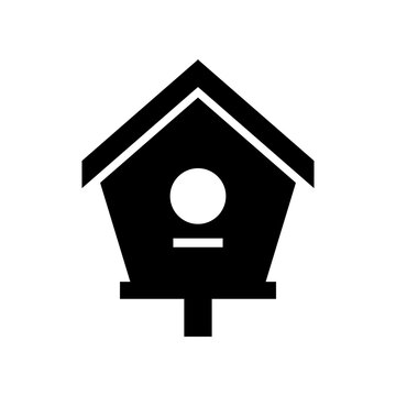 Wooden bird house icon isolated on white background