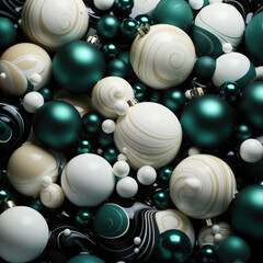 A christmas background made of white and green with black as the primary color