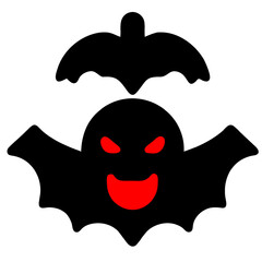 Halloween black bat icon isolated on white background. Happy Halloween.
