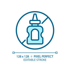 2D pixel perfect editable blue mustard free icon, isolated vector, thin line illustration representing allergen free.