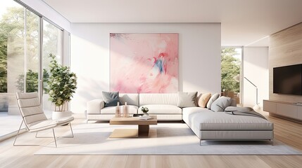Contemporary Elegance: A Minimalist Living Room for Social Gatherings. Generative AI 6