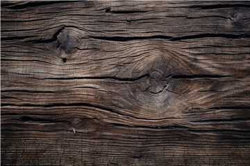 texture of old dark cracked wood with knots