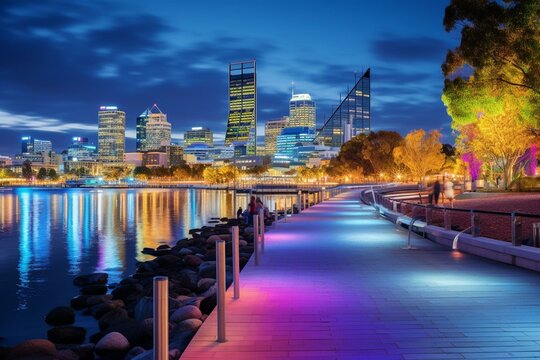 Scenic scene featuring Elizabeth Quay in vibrant Perth. Generative AI