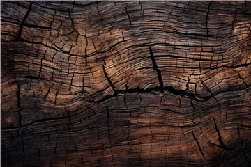 texture of old dark cracked wood with knots