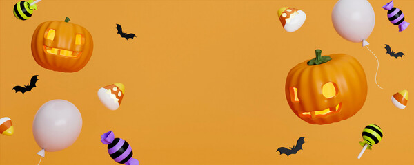 Halloween background with space for text. 3d render illustration.