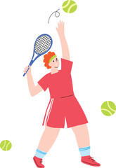 A man playing tennis flat vector illustration
