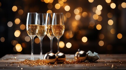 glasses of champagne, new year and end of year party
