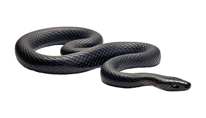 black snake isolated on transparent background cutout - obrazy, fototapety, plakaty