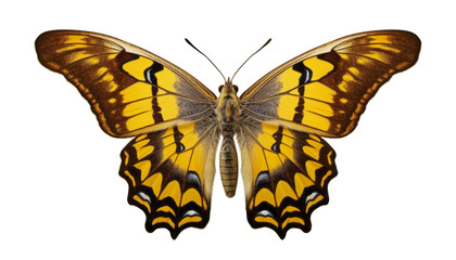 yellow butterfly isolated on transparent background cutout