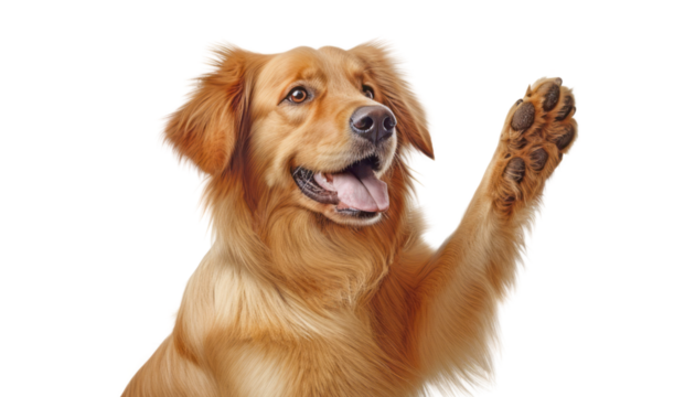 golden retriever dog isolated on transparent background cutout