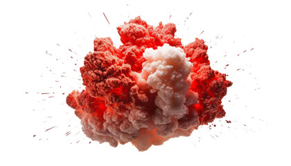 red explosion isolated on transparent background cutout