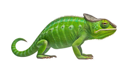 Fototapeta premium green chameleon isolated on transparent background cutout