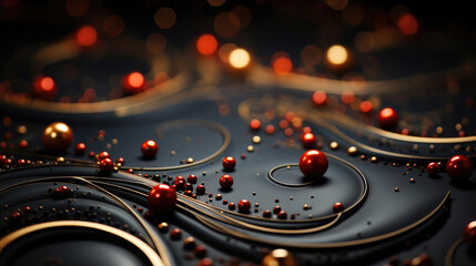 A christmas background made of red and gold with black as the primary color