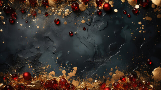 A christmas background made of red and gold with black as the primary color