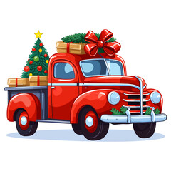 Santa Claus's car with gifts, Christmas Car, generative ai,