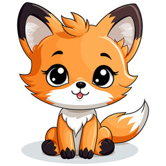 Cute cartoon fox character., generative ai,