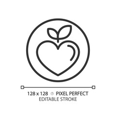 Fototapeta premium 2D pixel perfect editable black healthy food icon, isolated vector, thin line illustration representing allergen free.