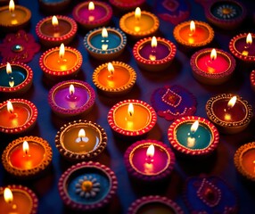 Obraz na płótnie Canvas Happy Diwali Festival Multi color decorative Diya for Diwali celebration dipavali festival of lights 