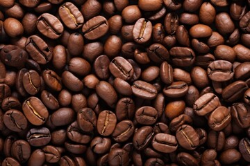 Obraz premium Roasted Coffee beans background, texture and copy spase, top view.