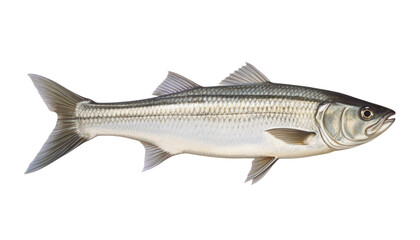 grey fish isolated on transparent background cutout