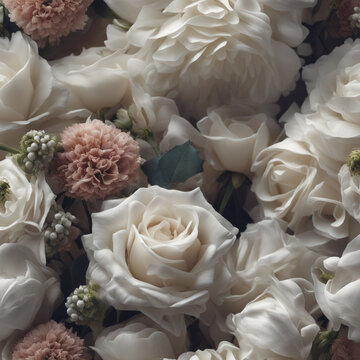 Dridal bouquet of roses, bouquet of flowers close up.