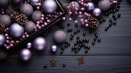 Fototapeta premium A christmas background made of violet with black as the primary color