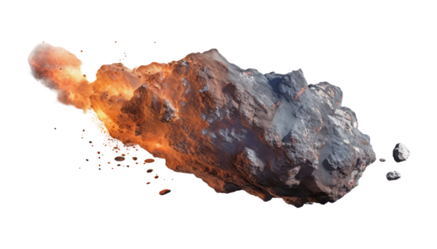 a meteor isolated on transparent background cutout
