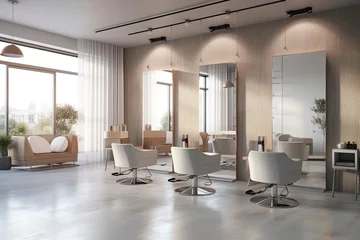 Foto auf Alu-Dibond Schönheitssalon A modern and stylish hair salon with professional equipment and comfortable seating providing a luxurious beauty experience.