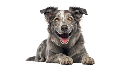grey dog isolated on transparent background cutout