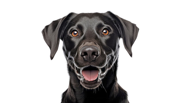 black dog isolated on transparent background cutout