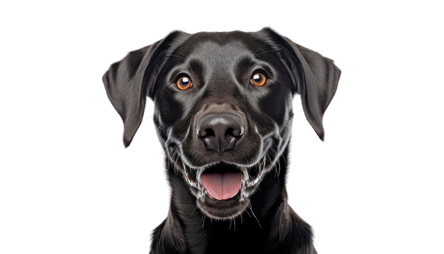 black dog isolated on transparent background cutout