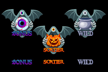 Set Halloween icons for slots, bonus, scatter and wild