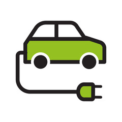 Electric car icon. Flat style icon design illustration