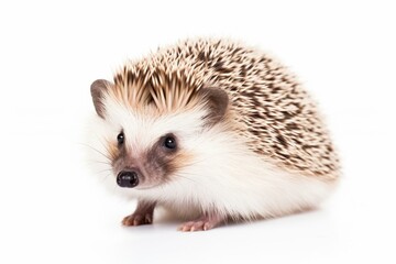 Cute adult hedgehog isolated on white background