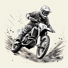 illustration of a motorcycle racer riding motocross