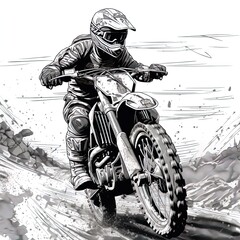 Naklejka premium illustration of a motorcycle racer riding motocross