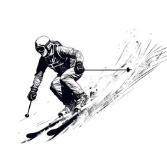 illustration of a skier, Skiers and snowboarders winter sport activities vector