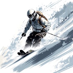 Fototapeta na wymiar illustration of a skier, Skiers and snowboarders winter sport activities vector