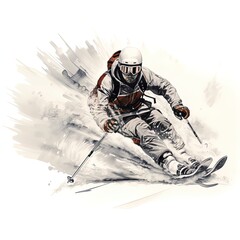 Fototapeta na wymiar illustration of a skier, Skiers and snowboarders winter sport activities vector