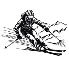 illustration of a skier, Skiers and snowboarders winter sport activities vector