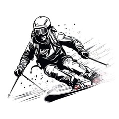 illustration of a skier, Skiers and snowboarders winter sport activities vector