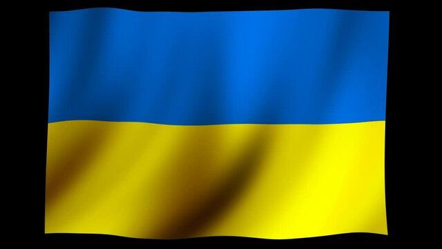 4K animation of a national flag waving in the wind ( mov, no background ) | Ukraine