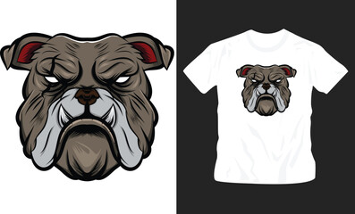 angry bull dog face vector shirt design editable template