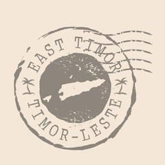 Stamp Postal of  East Timor. Map Silhouette rubber Seal.  Design Retro Travel. Seal of Map East Timor grunge  for your design. Timor-Leste. EPS10