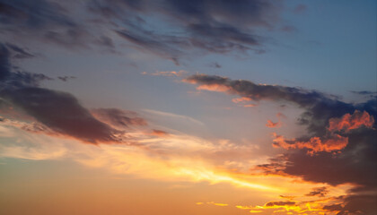 Naklejka na ściany i meble Beautiful sunset sky. Nature sky backgrounds