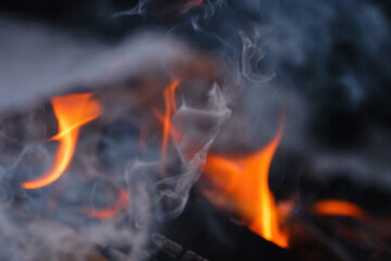 Smoke, flames and ash. Abstract background.