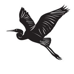 flying crane silhouette on white background vector
